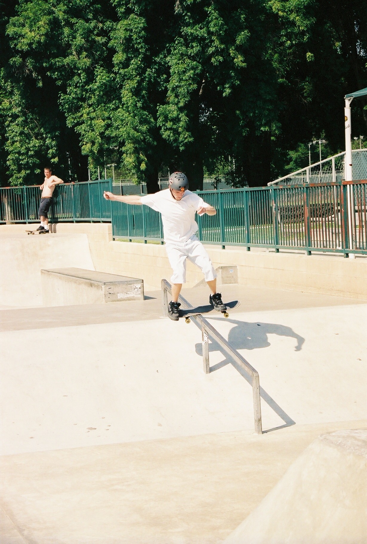 Boardslide in Long Beach during Coll ege 2002 a t El-Dorado Skatepark.